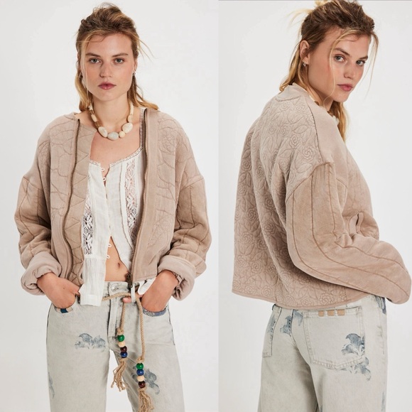 Free People Jackets & Blazers - Free People Rose Zip Up Sweatshirt Jacket